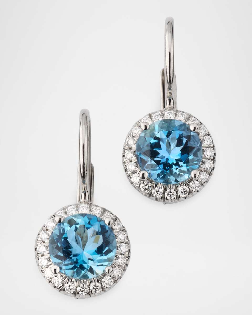 Platinum Diamond and Aquamarine Dangle Earrings